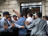 تجمع مسلمانان جمهوری آذربایجان مقابل سفارت فرانسه در باکو