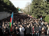 حضور هزاران نفر از مردم جمهوری آذربایجان در خیابان شهدا در سالروز حادثه20 ژانویه