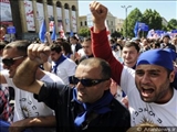 تظاهرات مخالفان رئیس جمهور گرجستان در تفلیس