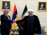 دکتر روحانی خطاب به رئیس جمهور ارمنستان: امیدواریم با تلاش و ابتکارات دو کشور همسایه، شاهد پایان مسالمت‌آمیز مسأله قره باغ باشیم