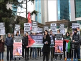 تجمع معترضان به جنایت های رژیم صهیونیستی در استانبول ترکیه