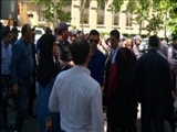 تجمع اعتراض آمیز در مقابل سفارت رژیم صهیونیستی در باکو و برخورد پلیس با تظاهرات کنندگان / عکس