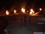 تجمع اعتراضی شبانه جوانان فلسطینی در مرز غزه 